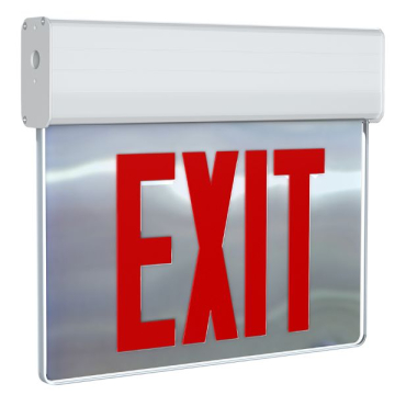 RAB Edgelit NYC Approved LED Exit Sign - Single Face - Battery Backup - Mirror / White - 120/277