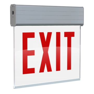 RAB Edgelit Chicago Approved LED Exit Sign - Single Face - Battery Backup - White / Aluminum - 120/277