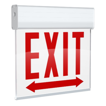 RAB Edgelit Chicago Approved LED Exit Sign - Single Face - Battery Backup - White / White - 120/277
