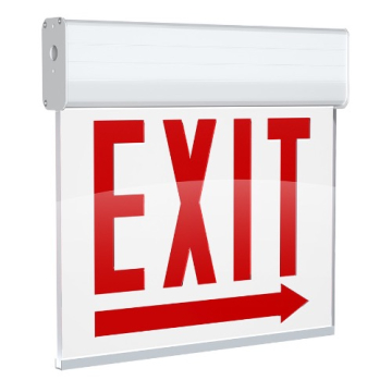 RAB Edgelit Chicago Approved LED Exit Sign - Single Face - Battery Backup - White / White - 120/277