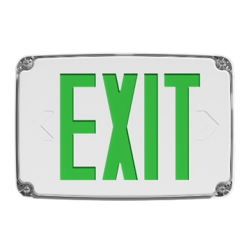 RAB Outdoor LED Exit Sign - Single Face - Battery Backup - Green Letters - White / White - 120/277