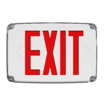 RAB Outdoor LED Exit Sign - Single Face - Battery Backup - Red Letters - White / White - 120/277