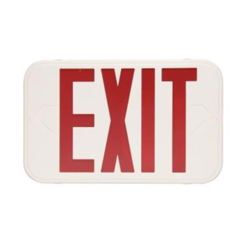 MaxLite LED Thin Exit Sign - Red Letters - Battery Backup - White