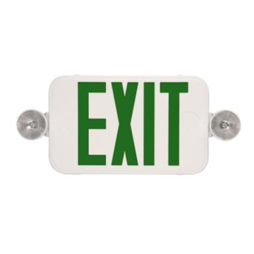 MaxLite LED Thin Exit Emergency Combo - Green Letters - Battery Backup - White