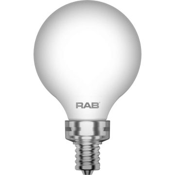RAB 3.8W LED G16.5 Filament Lamp - Dimmable - E12 Base - 2700K - 350 Lumens - 120V