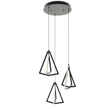 AFX Gianna 3-Light Round LED Pendant - 3000K - 120V - Black