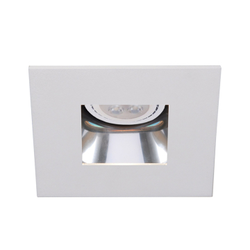 WAC Lighting 4" Low Voltage Square Open Specular Reflector Gimbal Downlight Trim w/ MR16 LED Lamp - 450 Lumens - 8W - 3000K - 12V - White