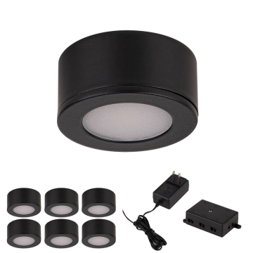 WAC Lighting Mini Puck LED Puck Light - 6 Pack Kit - 95 Lumens - 12W - 3000K - 24V - Black