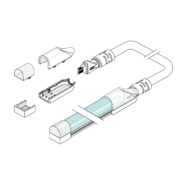 DiodeLED Neon Blaze Side Bend Straight Wire Entry 3" Jumper and End Cap