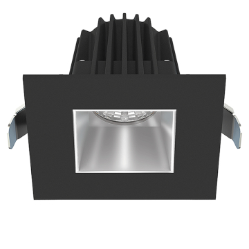 Lotus 2" Square Economy Regressed LED Downlight - 9W - Black Trim / Silver Reflector - CCT Selectable - 120V