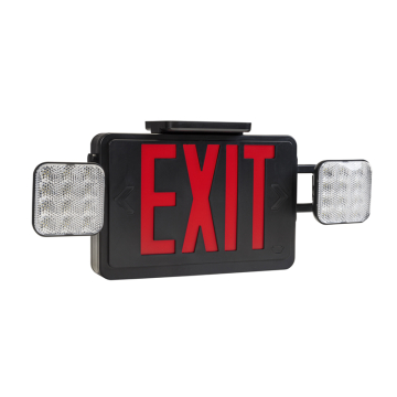 Keystone LED Exit Emergency Combo - Single or Double Face - Red or Green Letters - 120-277V - Battery Backup - Black