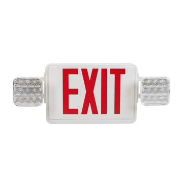 Keystone LED Exit Emergency Combo - Single or Double Face - Red or Green Letters - 120-277V - Battery Backup - White