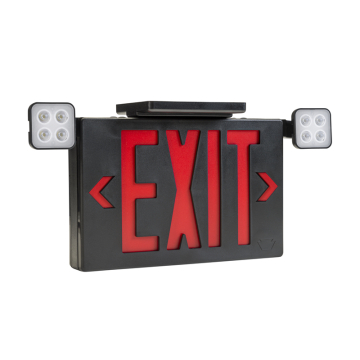 Keystone LED Exit Emergency Combo - Single or Double Face - Red or Green Letters - 120-277V - Battery Backup - Black