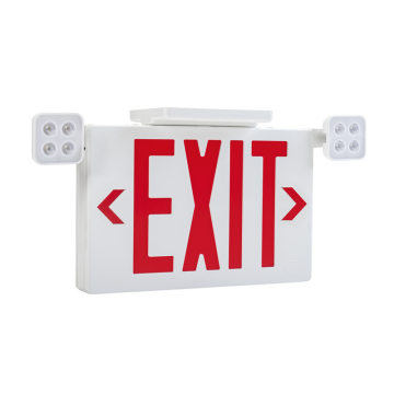 Keystone LED Exit Emergency Combo - Single or Double Face - Red or Green Letters - 120-277V - Battery Backup - White