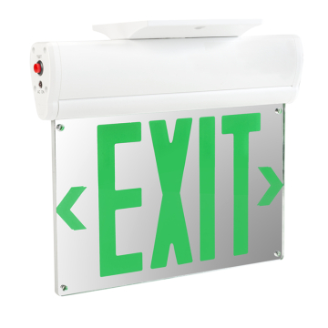 Keystone Edgelit LED Exit Sign - Surface Mount - Single or Double Face - Green Letters - 120-277V - Battery Backup - White