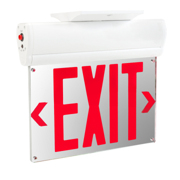Keystone Edgelit LED Exit Sign - Surface Mount - Single or Double Face - Red Letters - 120-277V - Battery Backup - White