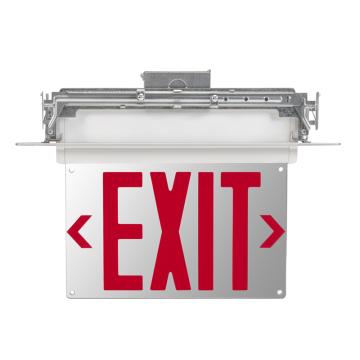 Keystone Edgelit LED Exit Sign - Universal Mount - Single or Double Face - Red Letters - 120-277V - Battery Backup - White