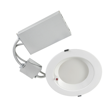Keystone 8" Round LED Commercial Downlight - 16 | 20 | 23 | 27 | 30W - Smooth Trim - Battery Backup - 120-277V - White