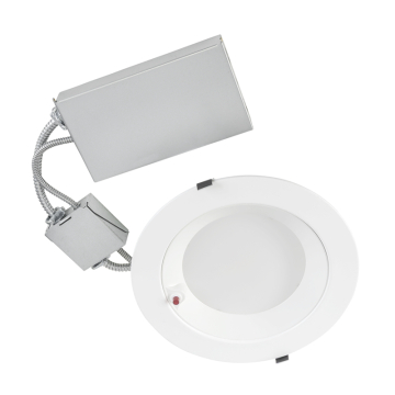 Keystone 10" Round LED Commercial Downlight - 20 | 24 | 28 | 32 | 38W - Smooth Trim - Battery Backup - 120-277V - White