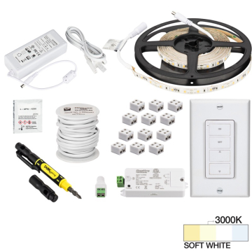 Task Lighting 16' Radiance LED Tape Light Kit - 3000K - 1.5W / FT - 120 Lumens / FT - 12V