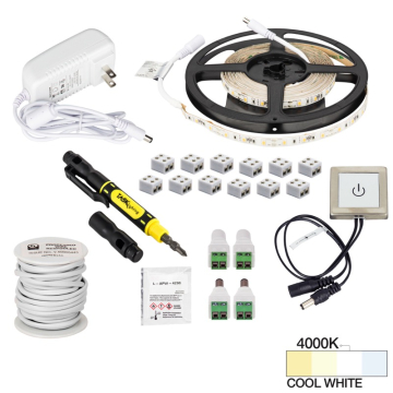 Task Lighting 16' Radiance LED Tape Light Kit - Touch Dimmer Switch - 1 Zone - 1 Area - 4000K - 1.5W / FT - 120 Lumens / FT - 12V