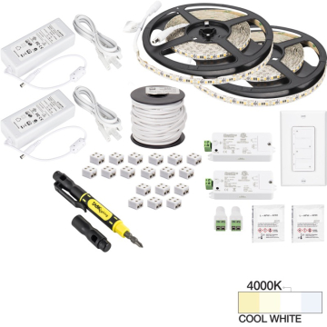 Task Lighting 32' Vivid LED Tape Light Kit - 2 Zone - 2 Area - 4000K - 2.8W / FT - 225 Lumens / FT - 12V