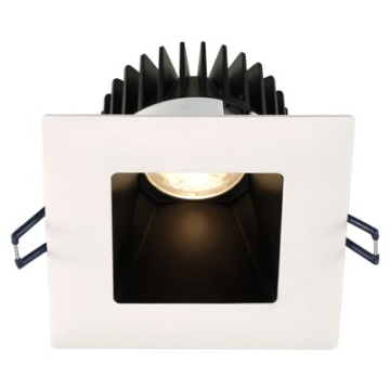Lotus 4" Square Deep Regressed LED Downlight - 15W - Black Reflector - White Trim - 3000K - 1,200 Lumens - 120V