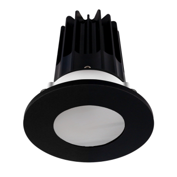 Lotus 2" LED Recessed Downlight - 8W - 3000K - White Reflector - Black Shower Trim - 120V