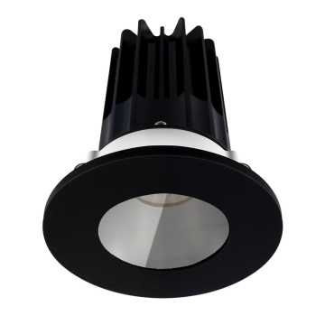 Lotus 2" LED Recessed Downlight - 8W - 3000K - Chrome Reflector - Black Shower Trim - 120V