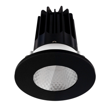 Lotus 2" LED Recessed Downlight - 8W - 3000K - Diamond Reflector - Black Shower Trim - 120V