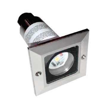 NSL 3W Square LED Disc Light - Frosted Lens - 2700K - 95 Lumens - 12V - Stainless Steel