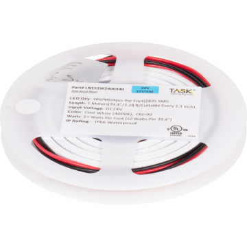 Task Lighting Neon LED Tape Light Side Bend - 3.3FT - 4000K - 3.1W/FT - 80 Lumens/FT - 24V