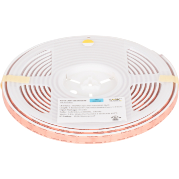 Task Lighting Neon LED Tape Light Top Bend - 16FT - 3000K - 3.8W/FT - 400 Lumens/FT - 24V