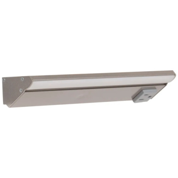 Task Lighting 10.5" 6W Lighted Power Strip - 1 Receptacle - 2700K - 300 Lumens - 12V - Satin Nickel