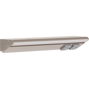 Task Lighting 12.5" 6W Lighted Power Strip - 2 Receptacles - 3000K - 600 Lumens - 12V - Satin Nickel