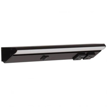 Task Lighting 12.5" Lighted Power Strip w/ Switch - 2 Black Single Receptacles - 2700K - 400 Lumens - 120V - Black