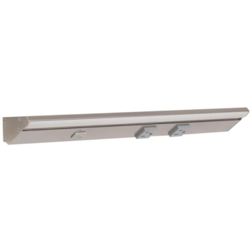 Task Lighting 18.5" Lighted Power Strip w/ Switch - 2 Gray Single Receptacles - 2700K - 600 Lumens - 120V - Satin Nickel