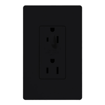 Lutron Claro 15A Tamper Resistant Receptacle - Half Dimming - Midnight