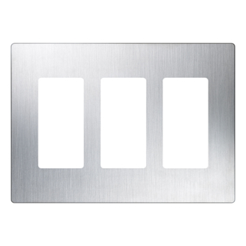Lutron Claro Screwless Designer Wallplate - 3 Gang - Stainless Steel
