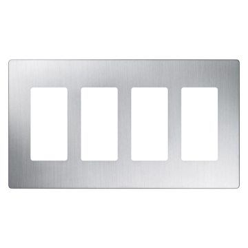 Lutron Claro Screwless Designer Wallplate - 4 Gang - Stainless Steel