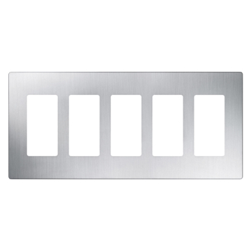 Lutron Claro Screwless Designer Wallplate - 5 Gang - Stainless Steel