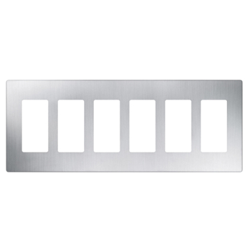 Lutron Claro Screwless Designer Wallplate - 6 Gang - Stainless Steel