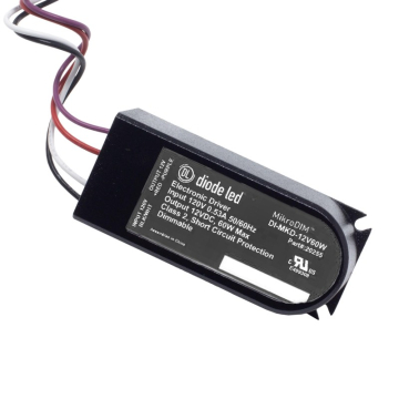 DiodeLED MikroDIM Series LED Driver - 60W Capacity - Dimmable - 120V Input / 12V DC Output