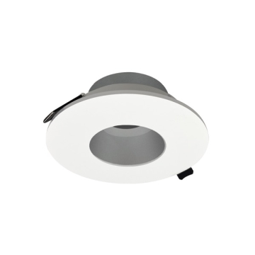 Nora Lighting 4" Iolite Can-less Round Pinhole Trim - Haze Pinhole / Matte Powder White Flange