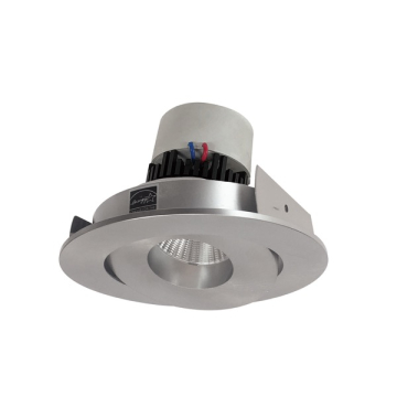 Nora Lighting 4" Pearl LED Retrofit Downlight - Round Gimbal - 800 Lumens - Dim to Warm - Natural Metal