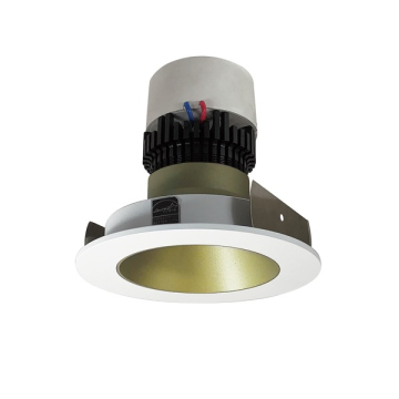 Nora Lighting 4" Pearl LED Retrofit Downlight - Round Deep Regressed - 900 Lumens - Dim to Warm - Champagne / Matte Powder White