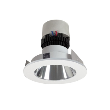Nora Lighting 4" Pearl LED Retrofit Downlight - Round Deep Regressed - 900 Lumens - Dim to Warm - Chrome / Matte Powder White
