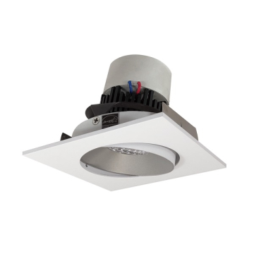 Nora Lighting 4" Pearl LED Retrofit Downlight - Square Adjustable Cone - 950 Lumens - Dim to Warm - Haze / Matte Powder White