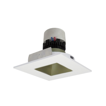 Nora Lighting 4" Pearl LED Retrofit Downlight - Square Deep Regressed - 850 Lumens - Dim to Warm - Champagne / Matte Powder White