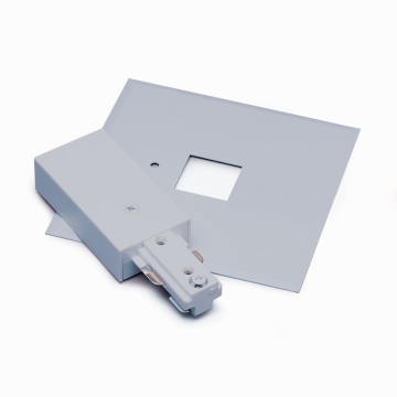 Nora Lighting Two-Circuit Track System Live End Feed w/ Cover - Silver